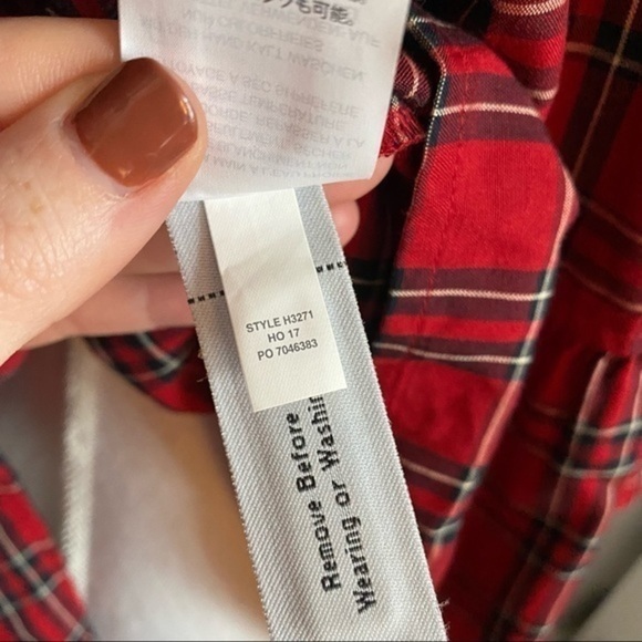 Madewell • Plaid Tiered Button-Back Top Red Plaid - Picture 8 of 9